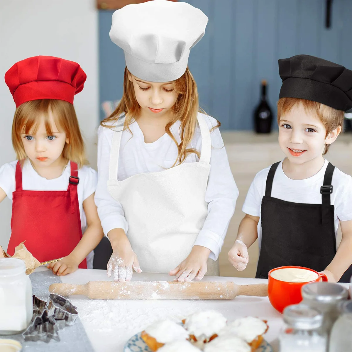 Children Front Pocket Bib Apron Kid Boys Girls Kitchen Child Craft Kids Painting Cooking Housework Hat Sets | Дом и сад