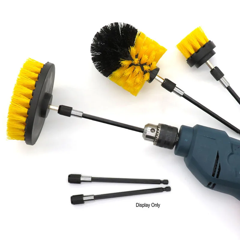 

Hand Drill Cleaning Brush + Extension Rod Combination Car Wheel Roll Kitchen Sanitary Ware Tiles Slot Corner Cleaning Brush