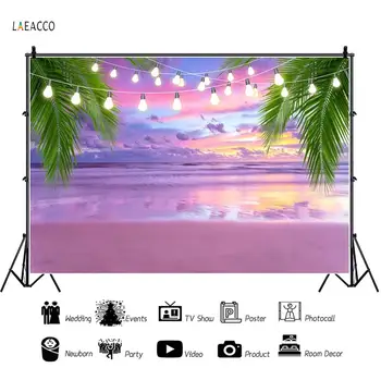 

Laeacco Natural Scenic Colorful Sky Sea Clouds Light Palms Tree Photo Backdrop Photography Background For Photo Studio Photocall