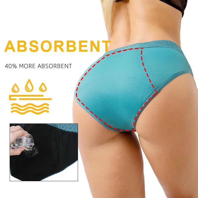 Menstrual Panties Leakproof Period Pants Sexy Hollow Out Women Underwear Four Layers Heavy Flow Underpants Period Briefs 2