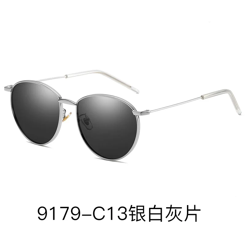 Новые Модные поляризованные солнцезащитные очки мужские и женские модные солнцезащитные очки, круглые металлические зеркальные защитные очки - Цвет линз: Серый