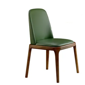 

Dining chair Nordic solid wood home restaurant backrest modern minimalist hotel custom leather leisure creative stool