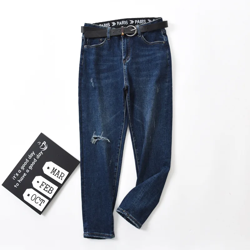 

Shuchan Women Jeans Full Length Ripped Washed High Street Distressed Jeans Hole Korean Fashion 2019 New High Waisted Jeans