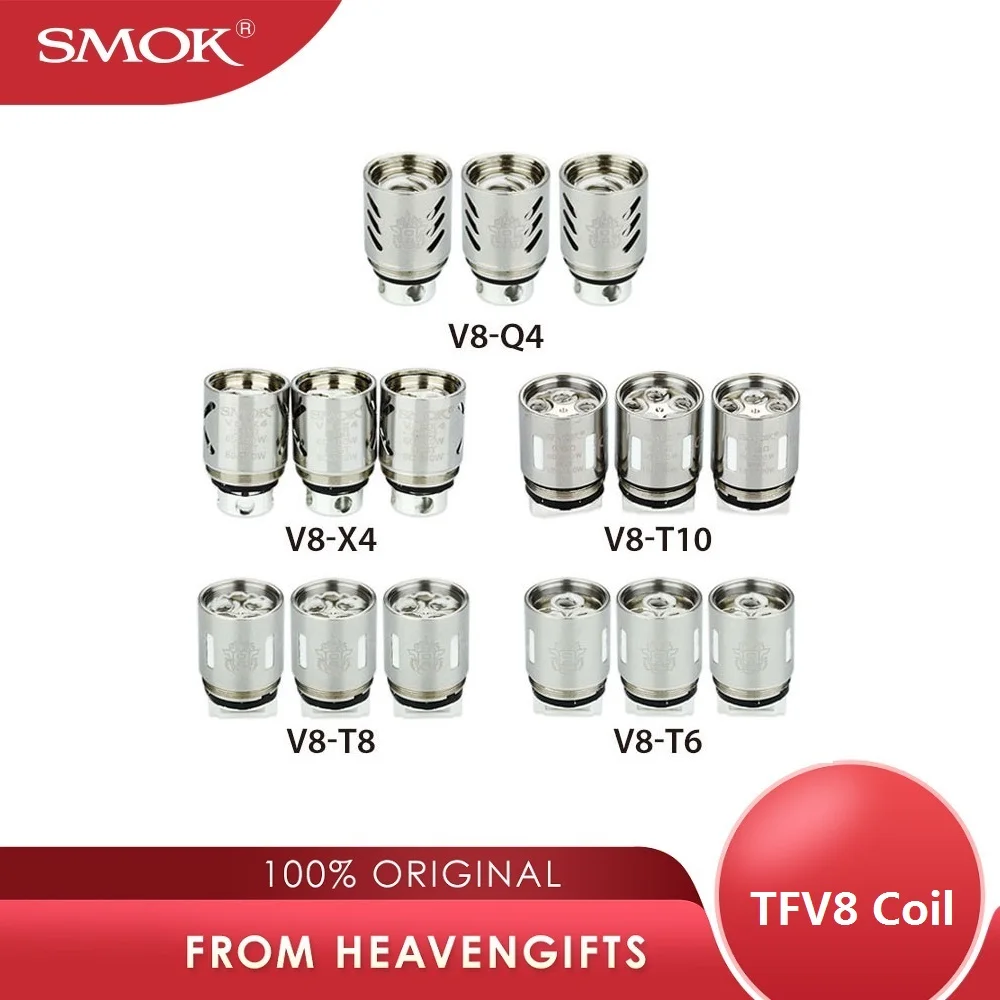 Goedkoop 3pcs SMOK TFV8 Coil V8 X4 V8 Q4 V8 T6 V8 T8 V8 T10 Core Tienvoud Quadruple Zesvoudig  Octuple Hoofd voor TF V8 Beest Tank Verstuiver