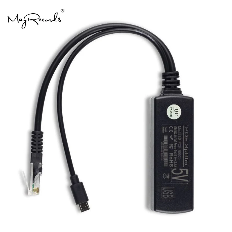 Популярный PoE сплиттер питания через Ethernet 48V до 5V 2.4A Micro USB адаптер 12W