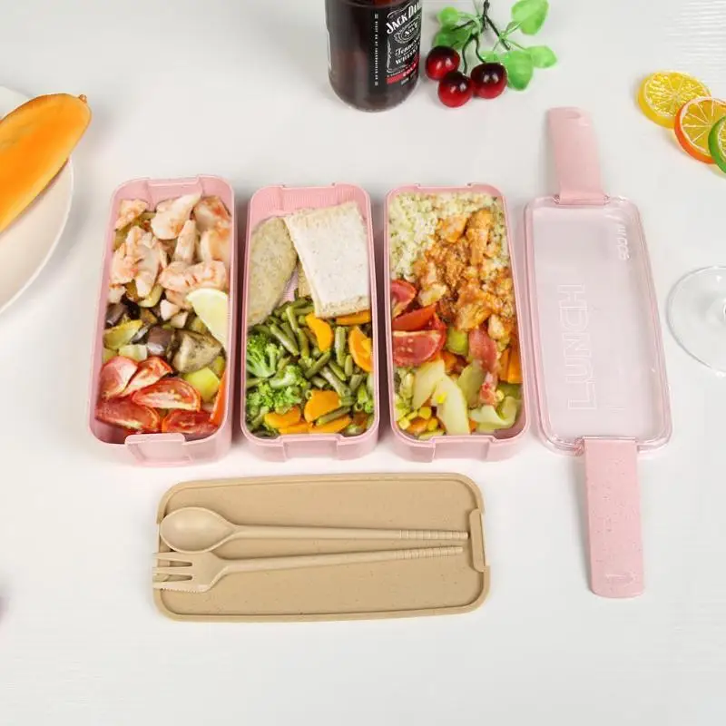 900 мл 3 слойная Пшеничная солома Bento микроволновая печь контейнер для хранения