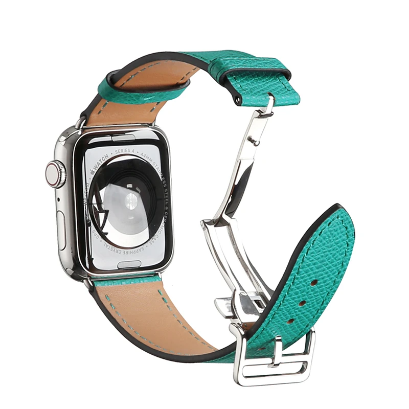 Ремень из коровьей кожи для Apple Watch band Series 5 iwatch 44 мм 4 3 2 1 Роскошная стальная пряжка 42 мм петля 38 мм Замена браслета 40 мм