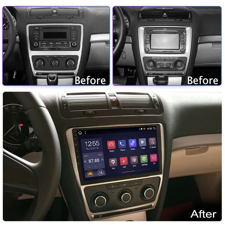 Perfect 10.1 inch android 9.0 for Skoda octavia 2007-2014 full touch car dvd multimedia gps navigation system 1