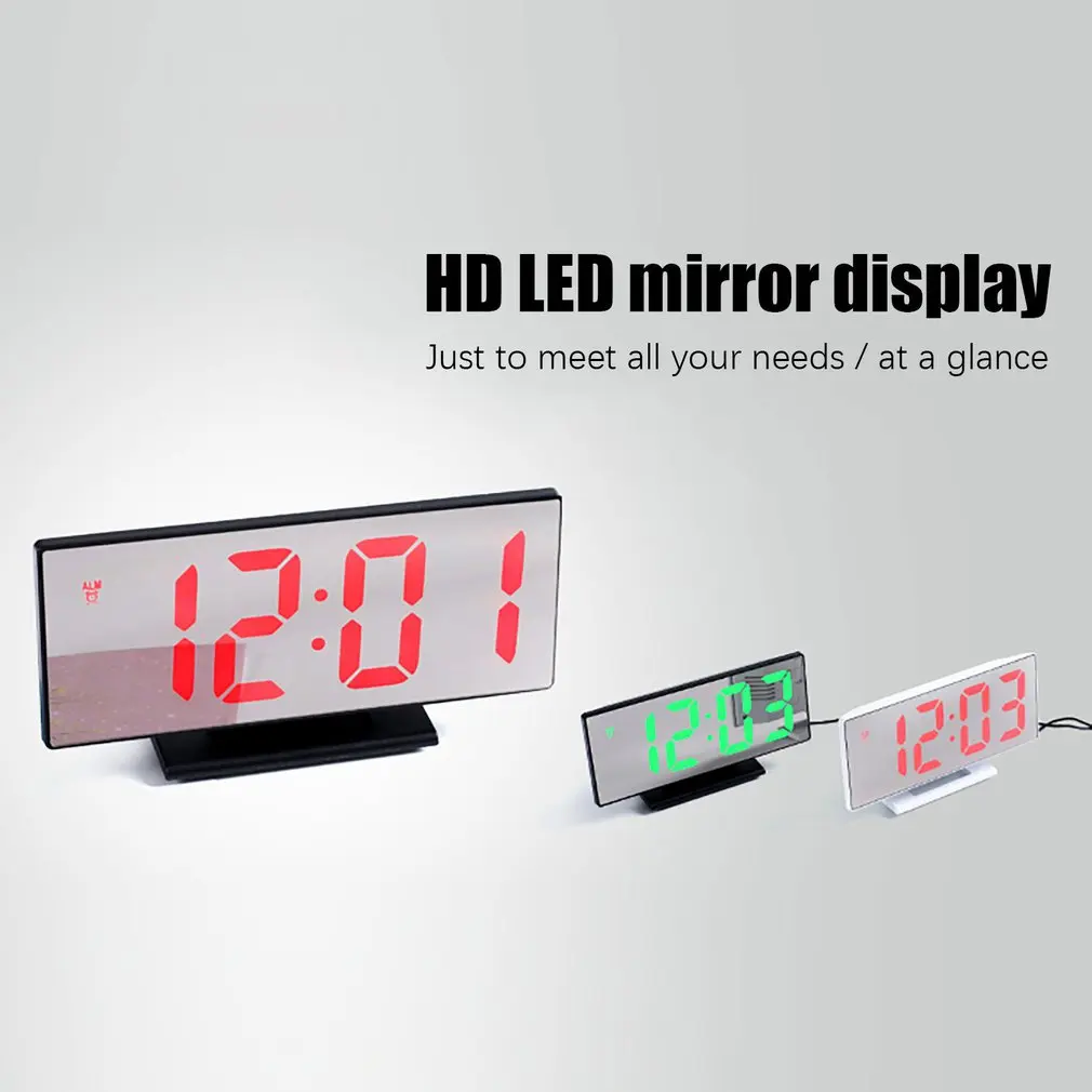Snooze Desk Digital Alarm Clock LED Mirror Clock Multifunction Snooze Display Time Night Led Table Desktop
