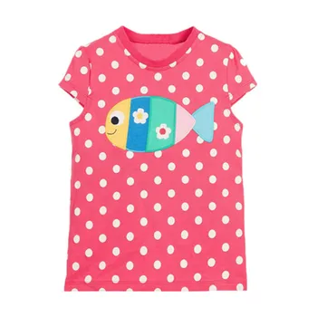 

Little Maven 2020 New Summer Baby Kids girl Short Sleeve O-neck t Shirt Cartoon Fish Polka Dots Tee Tops for 1-7 years Girl