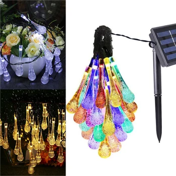 

Solar Lights String 30LED Water-drop Droplets Home Garden Christmas Party Decor