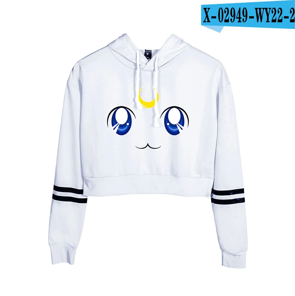 Сейлор Мун укороченная Толстовка для женщин Kawaii 90s Мультфильм Ullzang толстовка с капюшоном Dragon Ball Harajuku горячая Распродажа Осень корейский стиль - Цвет: white