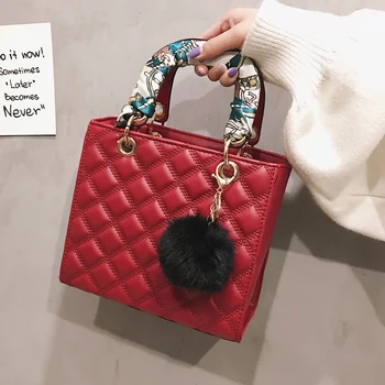 

Winter Totes Handbag and Purse Fashion Crossbody Bag For Women Women's Shoulder Bags Hairball Designer PU Ribbon Luxury Flap