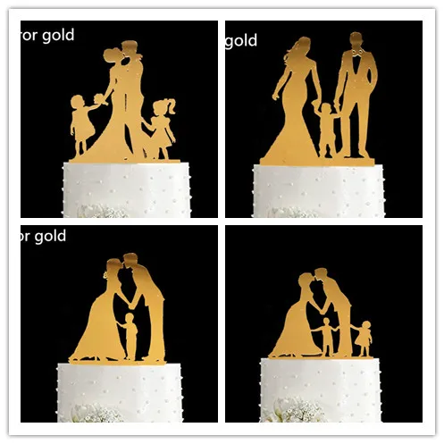 Family Style Rustic Wood Wedding Cake Topper Bride and Groom Cake Toppers with Kids Boy or Girl Decorating Baby Shower cake topper,cake toppers