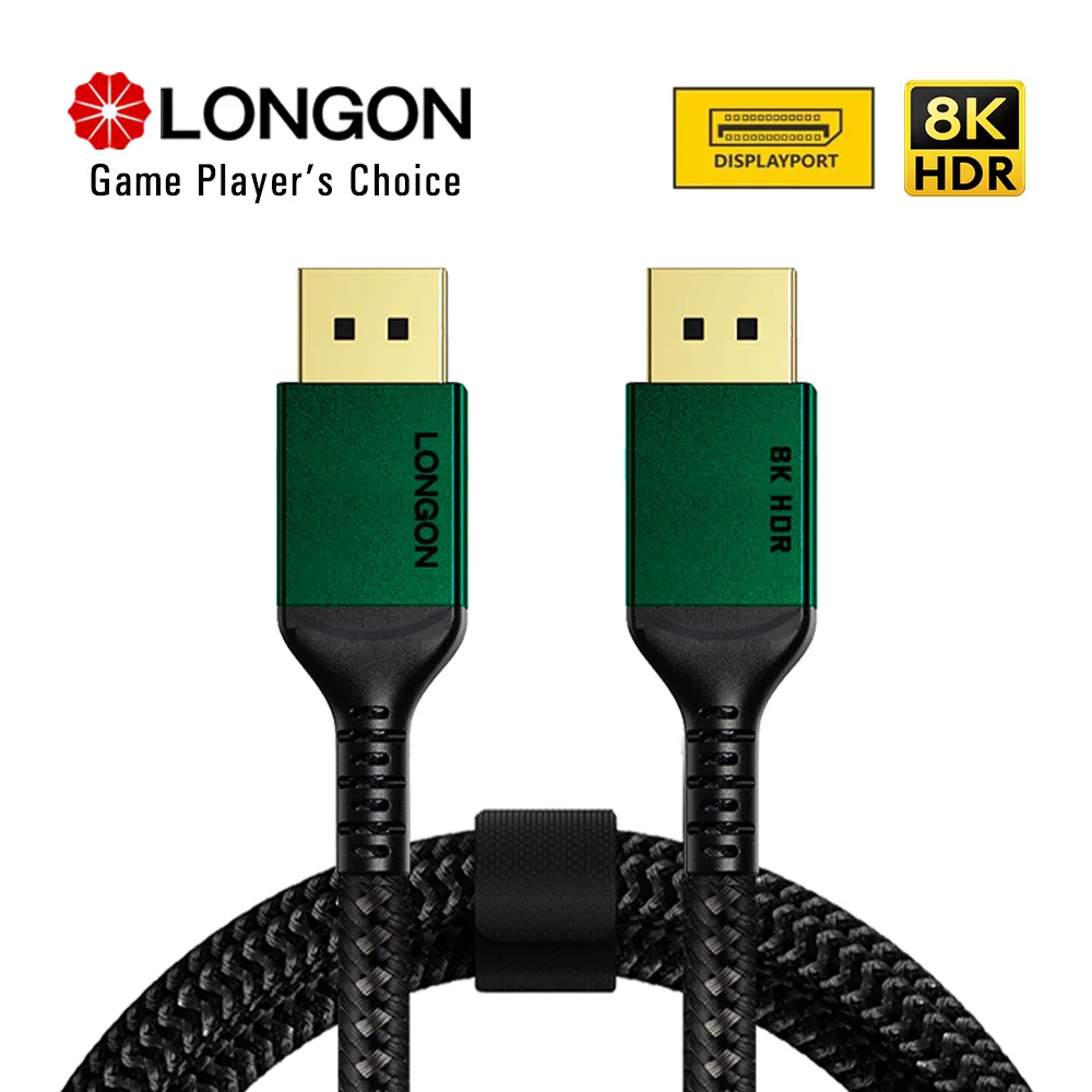 LONGON Silver Plate 8K DisplayPort Cable 4K144Hz 240Hz for RTX3080 3090 PC  Laptop TV DP 1.4 Gaming Cable 1m 2m 3m