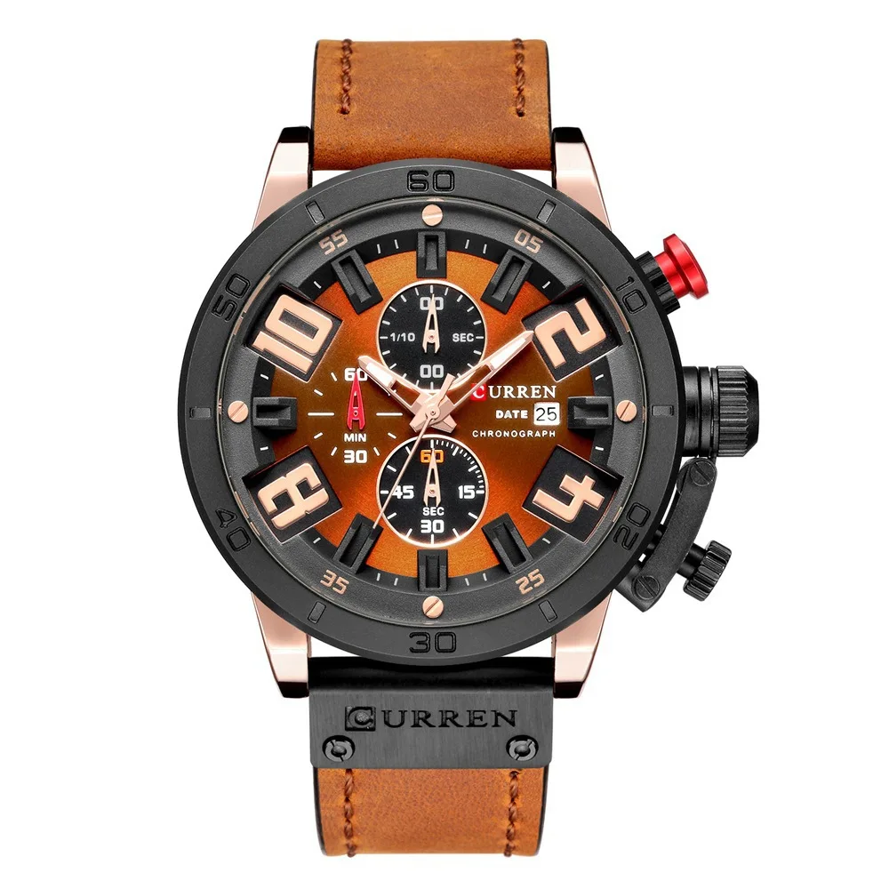 

Men's Quartz Watch Japanese Movement Fashion Leather Watch Automatic Date Small Three Hands Men's Watches