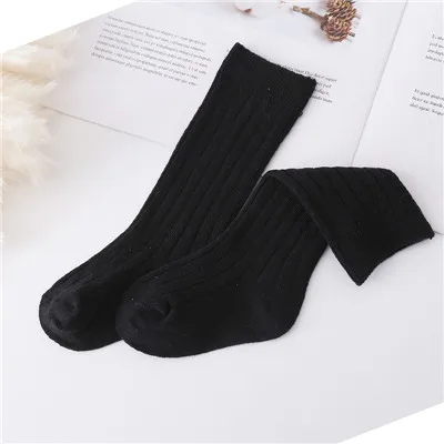 EnkeliBB/ г. Детские однотонные носки без пятки модные хлопковые носки для маленьких мальчиков и девочек дышащие носки до колена в рубчик для малышей на все сезоны - Цвет: Black