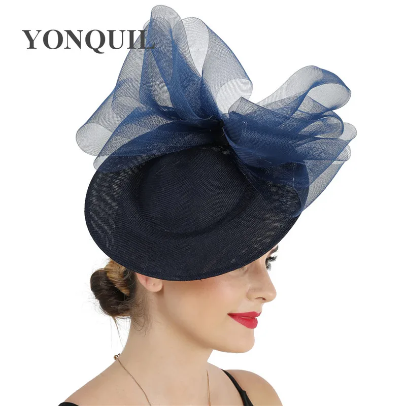 Sinamay Navy Fascinator Big Hat Mesh 