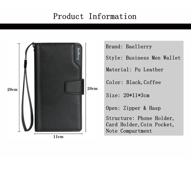 Мужские кошельки из искусственной кожи Длинный дизайнерский кошелек Высококачественный мужской кошелек клатч Модные мужские кошельки Держатель для карт MWS002-1
