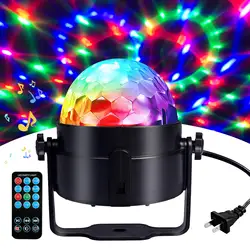 Projecteur stroboscopique RGB LED pour fêtes, lumières Disco, fête d'anniversaire, voiture, Bar, son activé, boule Disco rotative DJ 