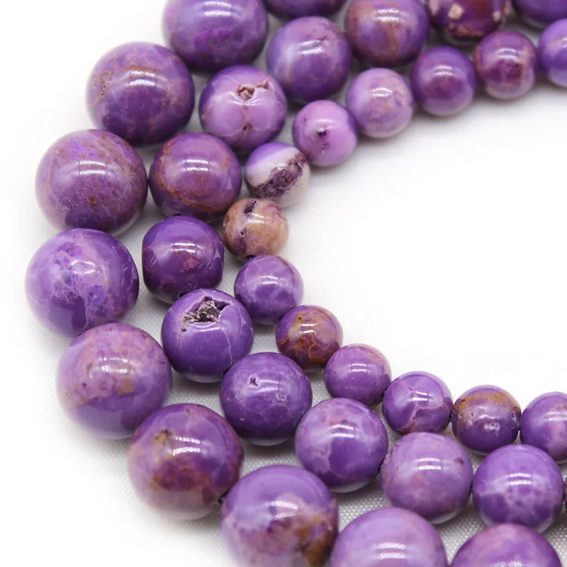 Natural Purple Sugilite Gemstone Round Beaded Bracelet From South Africa – 7.5 Inch, AAA Quality (4-14mm Beads)