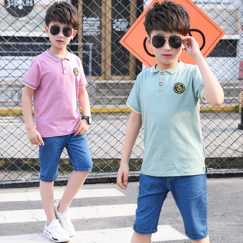 Детская одежда для мальчиков комплект из 2 предметов футболка-поло с коротким