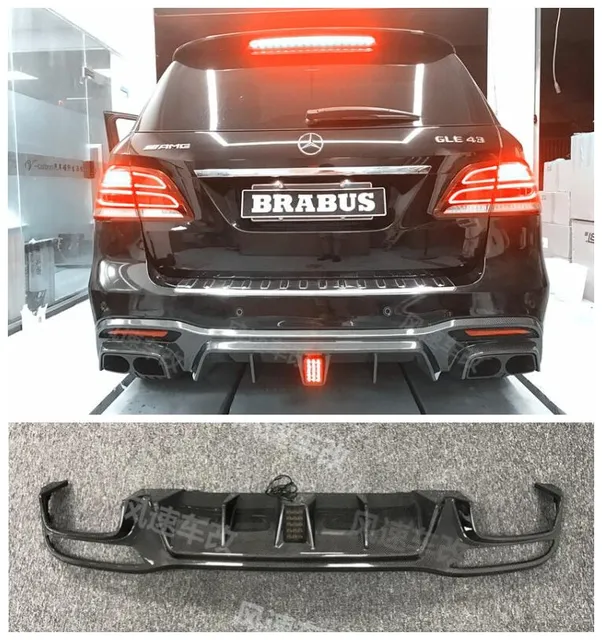 $US $256.00 High Quality Carbon Fiber Rear Trunk Bumper Diffuser & The tail throat Protector Cover For Mercedes GLE43 2015-2018（With lamp）