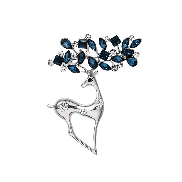 Unique Rhinestone Deer Brooch Christmas Full Zircon Elk Jewelry Crystal Antlers Brooches for Women Wedding Party Gift