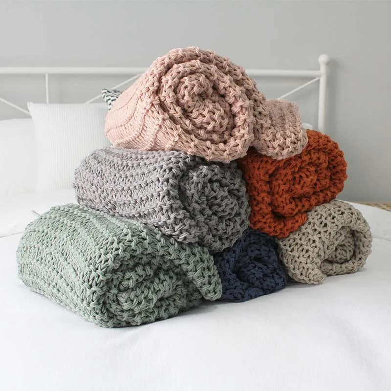 

Nordic Style Knitted Leisure Soft Blanket American Style Blanket Knitted Bed Breathable Knitting Blanket Hotel Use Sofa Bed