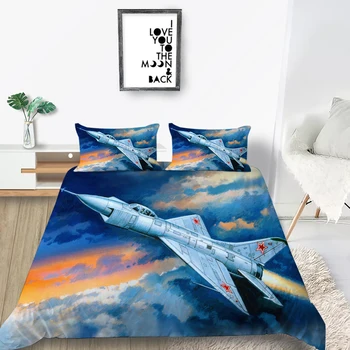 

3D Sky Bedding Set Fighter Fashionable Cool 3D Duvet Cover High End King Queen Twin Full Single Double Unique Design Bed Set