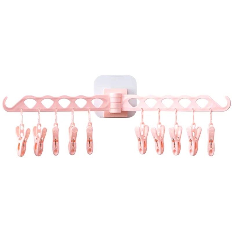 

Newest Sticky Rotating Multifunctional Hanger Wall-mounted Portable with 10pcs Clips