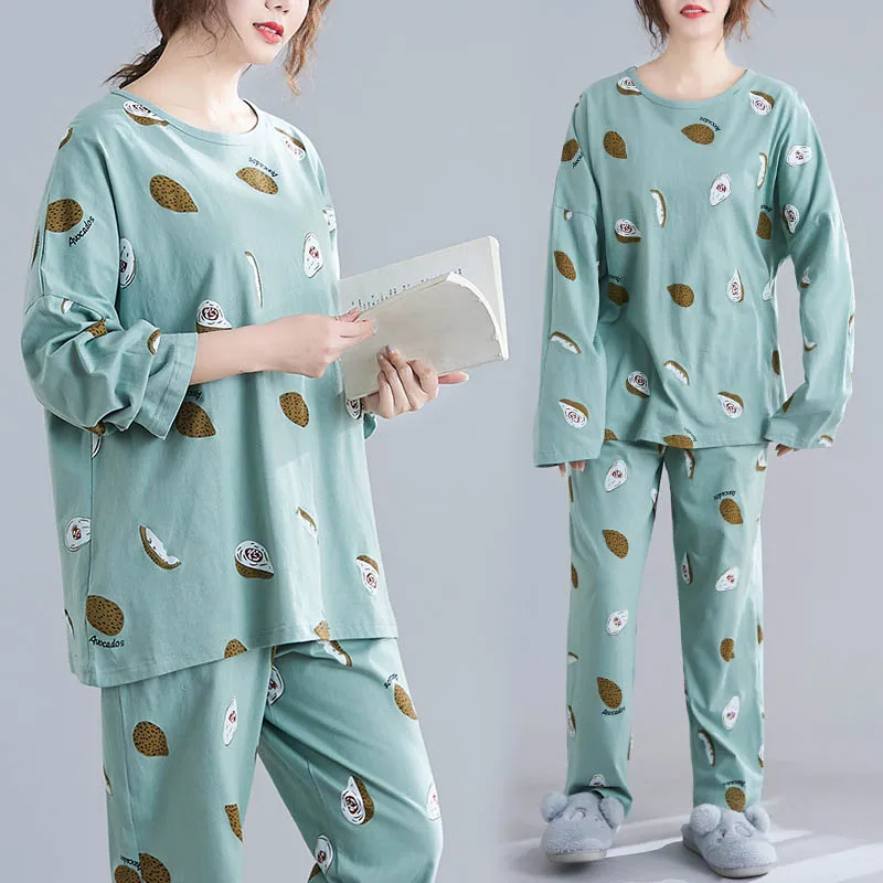 Осенние хлопковые пижамы набор размера плюс 6XL 7XL 8XL 9XL 150 кг женские mujer длинные