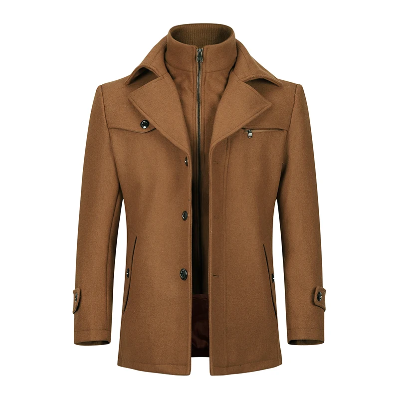 YOUTHUP, зимнее Мужское пальто с двойным воротником, повседневное пальто, однобортное плотное пальто, верхняя одежда, мужская уличная одежда, 4 цвета