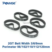 POWGE 10 шт. 2GT ремень синхронизации Длина шага 98 102 110 112 120 ширина 3/6/9 мм зубы 49 51 55 56 60 замкнутому циклу GT2 ремень