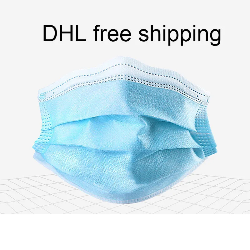 

DHL Protective Mask Anti Virus Respirator Hygiene Mask Dust Mask Mouth Blue Face Mask Anti Coronavirus 3 Layer Disposable Masks