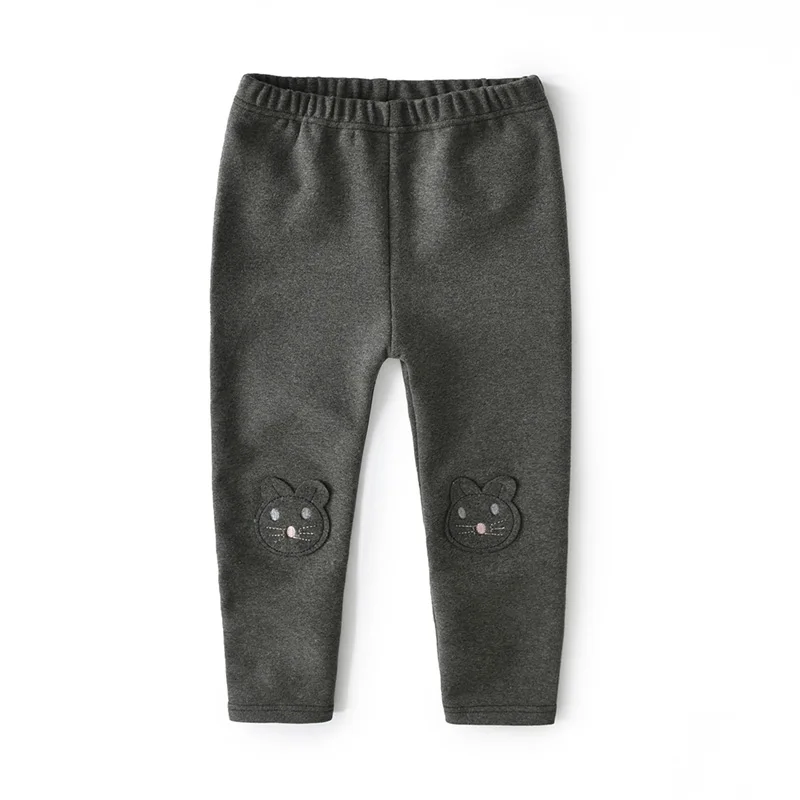 SVELTE/Детские однотонные штаны-шаровары для девочек от 2 до 7 лет, эластичные леггинсы для девочек повседневные брюки с милым рисунком кота и животных - Цвет: Dark Gray