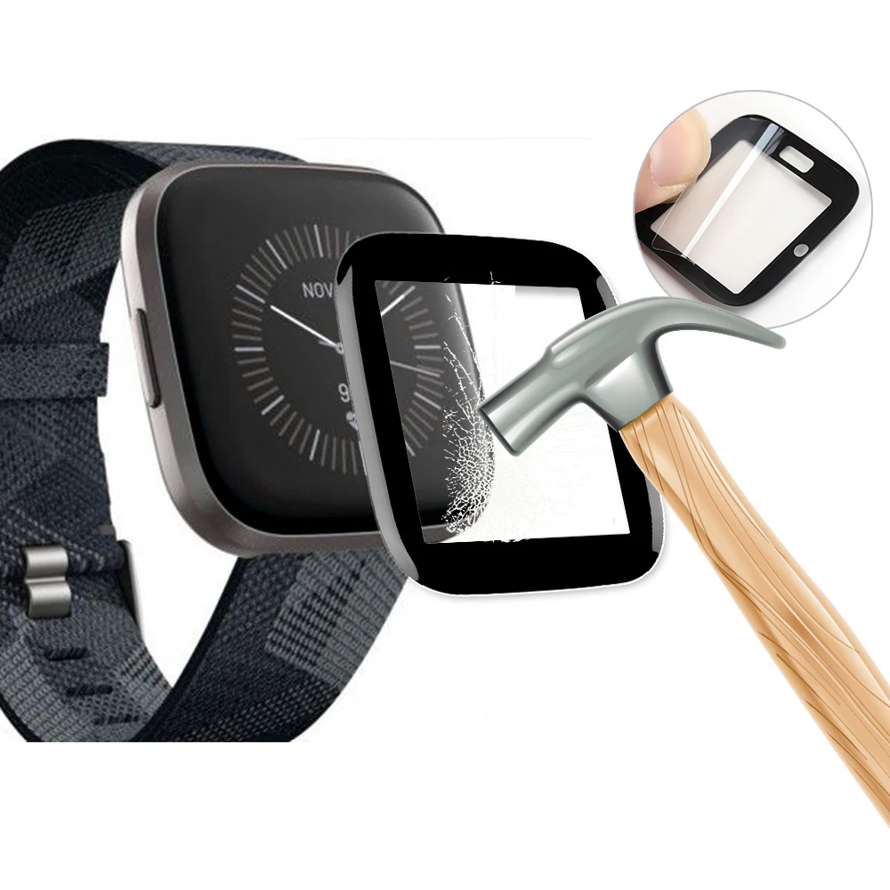 For Fitbit Versa&Versa 2 Smart Watch Screen Protector 3D Full Coverage Soft Fibre Glass Clear Scratch Proof Protective Film