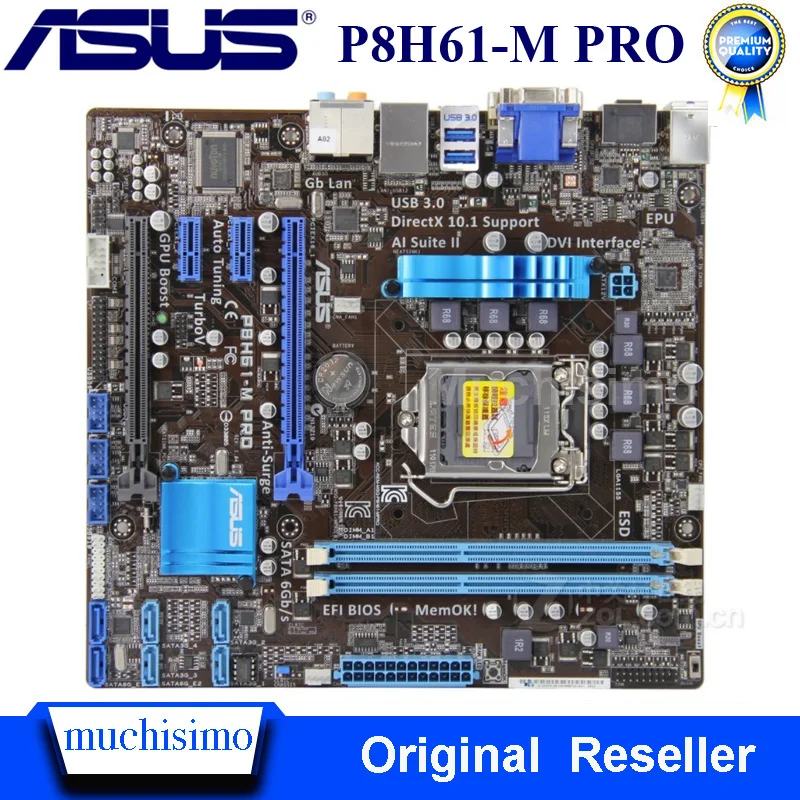Используется ASUS P8H61 M Pro оригинальная материнская плата P8 H61 LGA1155 uATX DDR 3 DVI VGA USB3.0 16GB