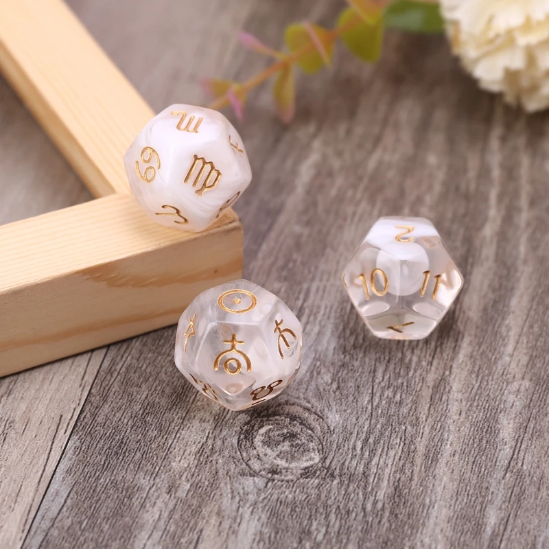 3pcs/set 12-Sided Two-color Bleached Astrological Dices Table Board Role Playing Game for Divination