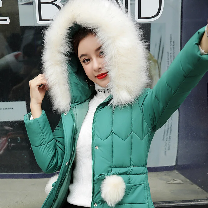 

Plus Size 4XL 5XL Thick Big Fur Women Long Down Parkas Slim Winter Jacket Women Hooded Coat New Cotton Padded Jackets Female