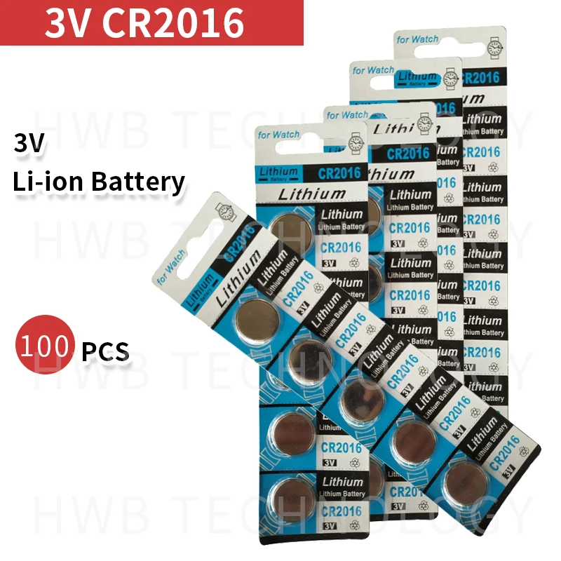 100 шт. 3в CR2016 литий BatteryCR2016 LM2016 BR2016 DL2016 KCR2016 кнопка батарейки-таблетки