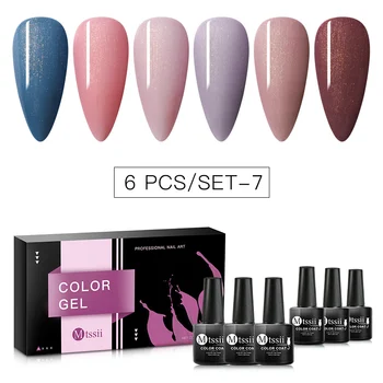 

Mtssii Nail Gel Polish Set Pure Color Led Nail Gel Varnish Semi Permanent Nail Varnish Glitter Sequins Gel Kits 6 Pcs/set