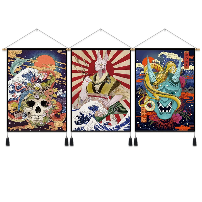 Японский Ukiyo-e рисование на ткани настенная вешалка-украшение ткань Ресторан ежедневно Материал магазин татами Izakaya гобелен