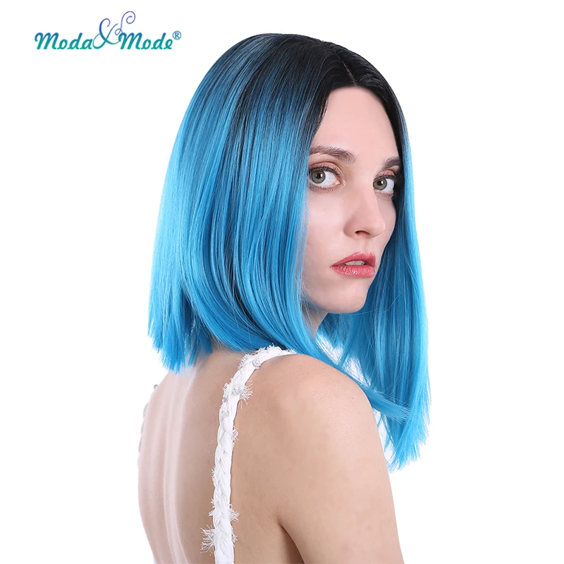 Парик Moda & Mode с эффектом омбре термостойкий короткими прямыми синтетическими