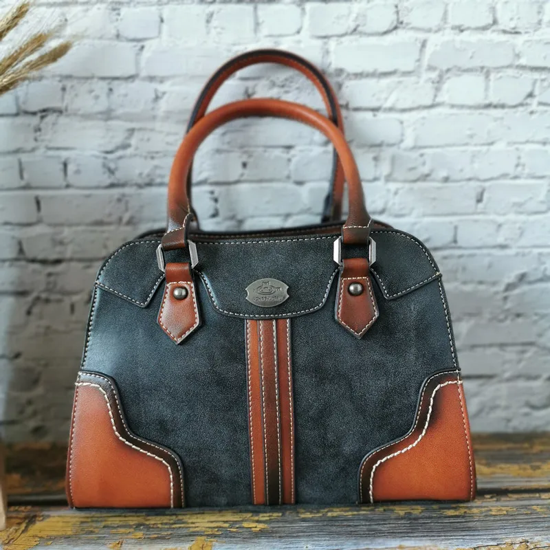 Винтажные женские сумки из натуральной кожи, роскошные сумки высокого качества, дизайнерские сумки через плечо для женщин, сумка через плечо - Цвет: Черный