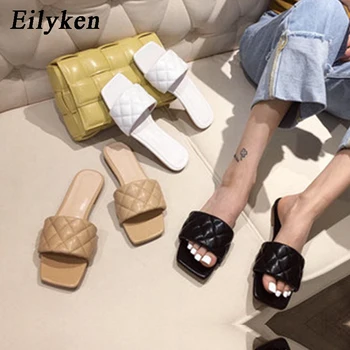 

Eilyken 2020 Newest High Quality Women Slides Square Toe Flat Slippers Summer Outdoor Beach Non-Slip Casual Sandals Female Shoes