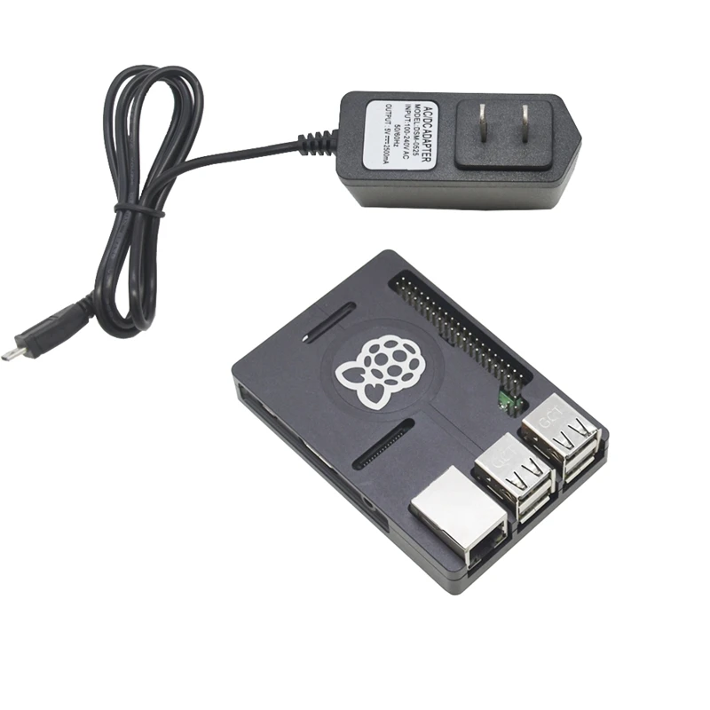 3 в 1 для Raspberry Pi 3 Model B+(Plus)+ алюминиевый корпус с ЧПУ с 5 В 2.5A наборы адаптеров питания Us Plug