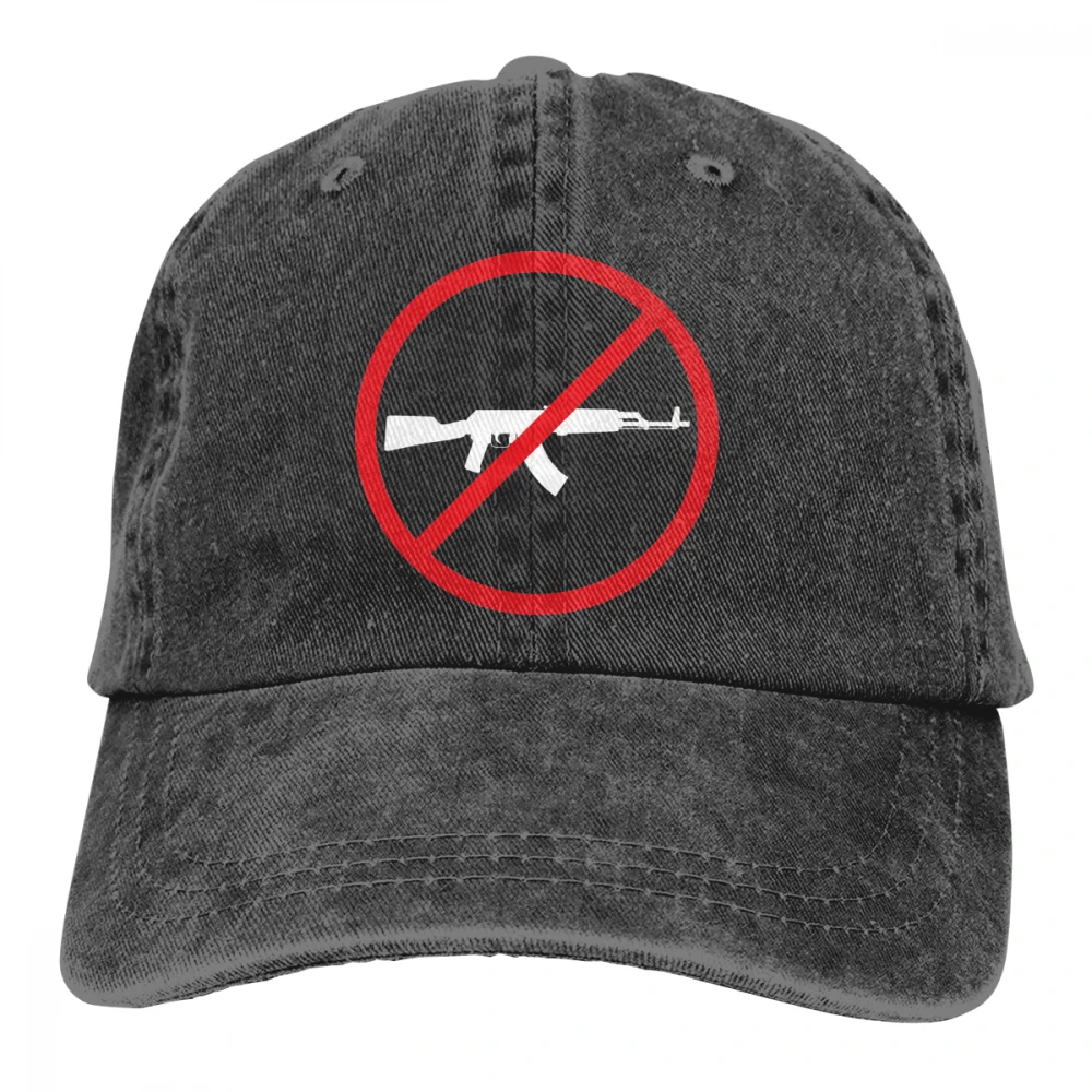 Без пистолета не допускается оружие Casquette черный унисекс Мужские Женские джинсовые бейсболка с ремешком кепки Регулируемый Гольф папа шляпа