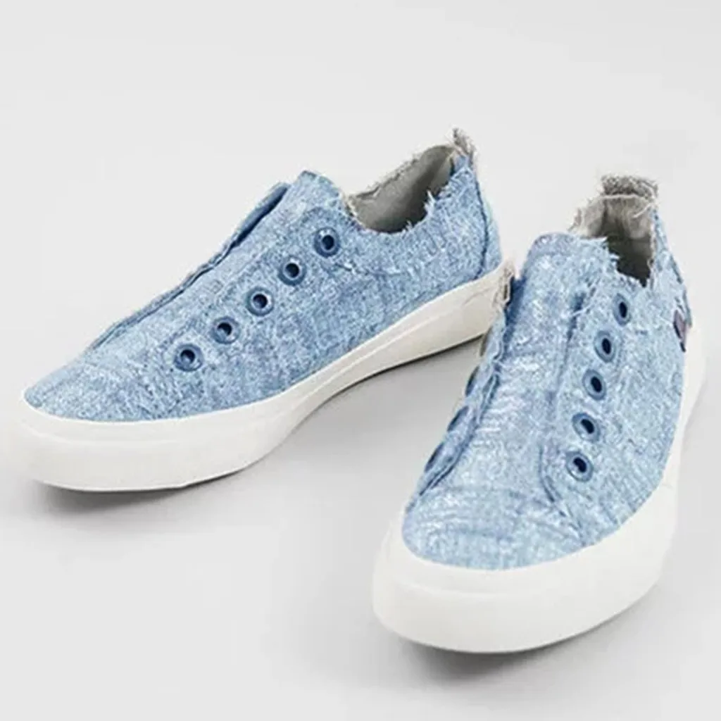 denim wedge sneakers