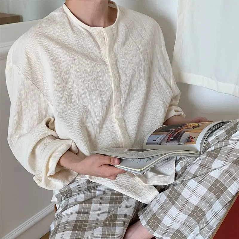 

2020 Autumn And Winter New Youth Popular Solid Color Loose Single-breasted Long-sleeved Shirt Fashion Casual Bottoming Shirt